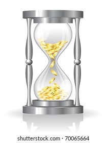 Sand-glass with money inside it. Vector