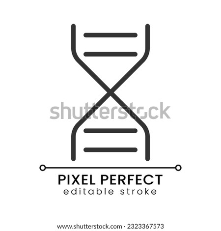 Sandglass pixel perfect linear icon. Hourglass. Time measurement instrument. DNA. Loading. Thin line illustration. Contour symbol. Vector outline drawing. Editable stroke. Poppins font used