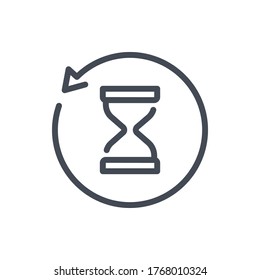 Sandglass Refresh line icon. Repeat Time with Hourglass vector outline sign.