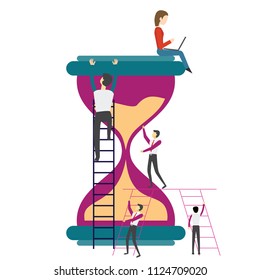 sandglass timer concept  vector illustration on 3d isometric illustration