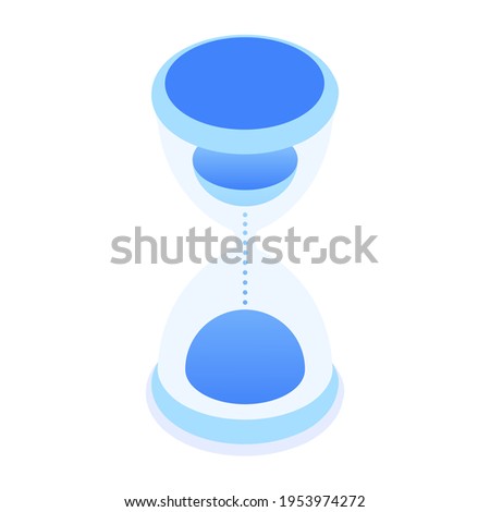 Sandglass, timer. Vector icon in isometric style. Isolated on white background