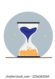 Sandglass  vector illustration. Sandglass reflect time value of money.