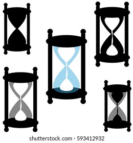 Sandglasses on white background. Vector illustration.