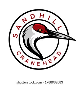 Sandhill Crane Head Logo Design Vector