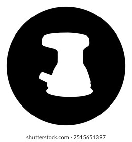 Um símbolo de lixadeira no centro. Símbolo branco isolado em círculo preto. Ilustração vetorial sobre fundo branco