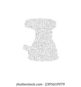 El símbolo de la máquina lijadora está lleno de puntos negros. Estilo de puntillismo. Ilustración del vector sobre fondo blanco