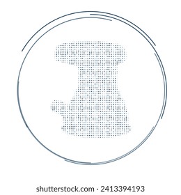 Símbolo de la máquina lijadora con puntos de color azul oscuro. Estilo de puntillismo. Ilustración del vector sobre fondo blanco