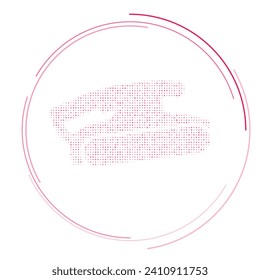 The sanding symbol filled with pink dots. Pointillism style. Vector illustration on white background