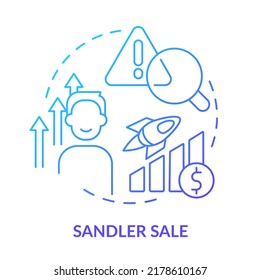 Sandler Sale Blue Gradient Concept Icon. Successful Selling Technique Abstract Idea Thin Line Illustration. Salesperson Playing Advisor Role. Isolated Outline Drawing. Myriad Pro-Bold Font Used