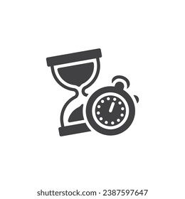 Sandlock and stopwatch vector icon. filled flat sign for mobile concept and web design. Time Measurement glyph icon. Symbol, logo illustration. Vector graphics