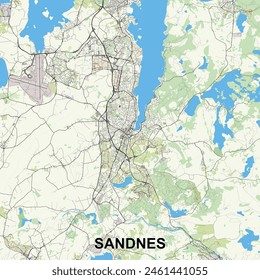 Sandnes, Norway map poster art