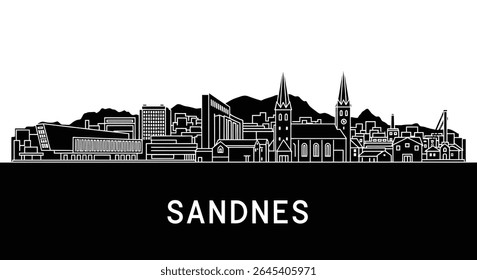 Sandnes Skyline Vector Norway Cityscape.