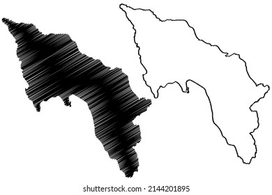 Sandoy island (Kingdom of Denmark, Faroe Islands) map vector illustration, scribble sketch Sand map