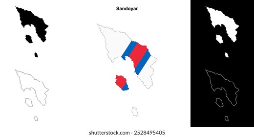 Sandoyar region outline map set