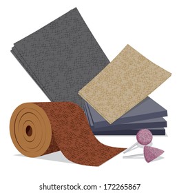 Sandpaper , abrasive head and rubbing stone vector on white background