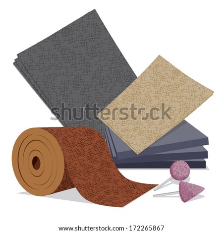 Sandpaper , abrasive head and rubbing stone vector on white background