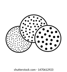 Sandpaper disc line icon. Black & white illustration of sanding abrasive paper. Round glasspaper pads with grain texture. Isolated object