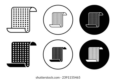 Symbol auf Sandpapier setzen. Oberflächenglättung Sand Papier Vektorsymbol in schwarz gefüllt und umrissen Stil.