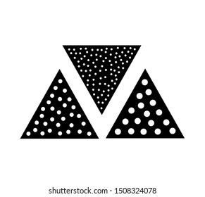Sandpaper triangle flat icon. Black & white illustration of sanding abrasive paper with grit texture. Glasspaper pads. Isolated objects