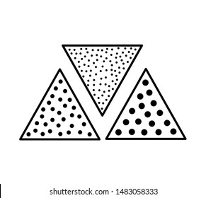 Sandpaper triangle line icon. Black & white illustration of sanding abrasive paper with grit texture. Glasspaper pads. Isolated objects