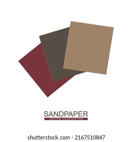 Sandpaper vector illustration. Sheets of sanding paper for needlework, woodwork. Needlework supplies isolated on white background