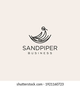 Sandpiper Bird logo design. Dunlin 
 bird vector line art style. Sandpiper symbol Minimalist elegant for business