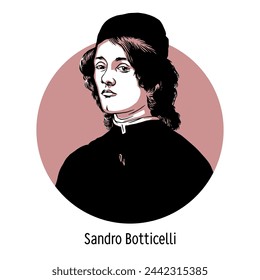 Sandro Botticelli was an Italian painter, one of the most important masters of the early Italian Renaissance. Hand drawn vector illustration