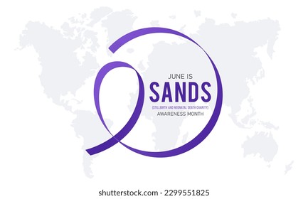 SANDS (Totgeburt und Spendenorganisationen für Neugeborene) wird jedes Jahr im Juni beobachtet. Juni ist SANDS Bewusstseinsmonat. Vektorvorlage für Banner, Grußkarte, Poster mit Hintergrund.