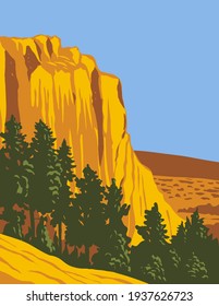 The Sandstone Bluff of El Morro National Monument in Cibola County, New Mexico WPA Poster Art