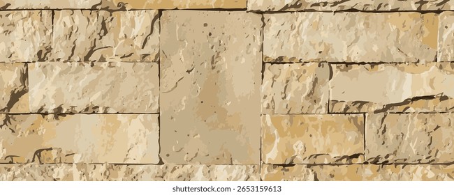 Sandstone brick wall texture. Old rock castle pattern, terracotta grunge antique background, sand stone brick wall obsolete surface