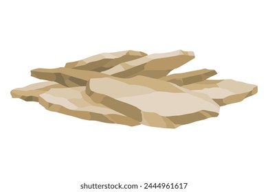 Sandstone building material. Illustration of stone. Forest or park landscape element. Decorative image