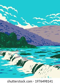 Sandstone, New Richmond or New River Falls in Summers County, West Virginia Located Within the New River Gorge National Park and Preserve WPA Poster Art