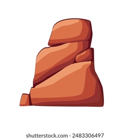 Sandstone pile nature elements, natural desert rock stone formation vector illustration, mountain rock clip art image, brown desert stone cliff clipart
