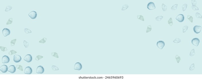 Sandstone Seashell Background Gray Vector. Snail Exotic Set. Tropical Illustration. Ultramarine Shellfish Maritime Pattern.