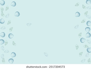 Sandstone Seashell Background Gray Vector. Starfish Abstract Wallpaper. Seamless Pattern. Blue Clam Pretty Graphic.