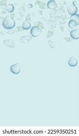 Sandstone Shellfish Background Gray Vector. Oyster Whimsical Graphic. Isolated Texture. Ultramarine Snail Underwater Wallpaper.