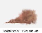 Sandstorm, a cloud of dust or sand flying from under the wheels of a car or motorcycle. Realistic vector illustration.