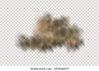 Tormenta de arena, una nube de polvo o arena que vuela bajo las ruedas de un auto o una motocicleta. Ilustración vectorial realista.