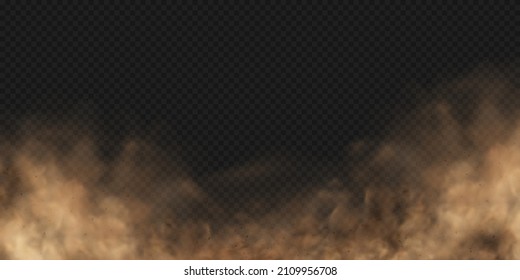 Tormenta de arena. Nube de polvo o arena con partículas pequeñas voladoras o piedras. Ilustración del vector aislada en fondo transparente
