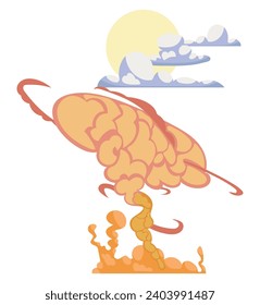 sandstorm illustration with clouds and sun vector isolated