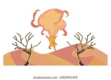 sandstorm illustration in desert vector isolated