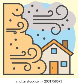 Tormenta de arena, concepto de desastre natural, ilustración vectorial