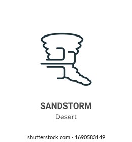Sandstorm outline vector icon. Thin line black sandstorm icon, flat vector simple element illustration from editable desert concept isolated stroke on white background