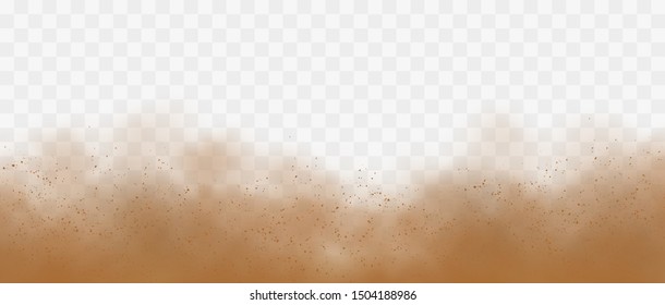 Sandstorm with particles on transparent background.