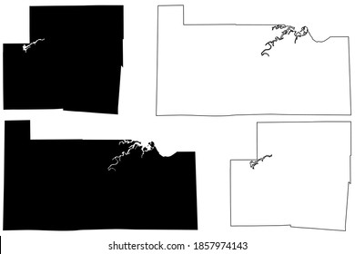 Sandusky and Shelby County, Ohio State (U.S. county, United States of America, USA, U.S., US) map vector illustration, scribble sketch map