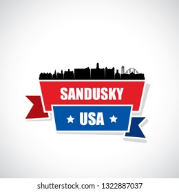 Sandusky skyline - Ohio, United States of America, USA - vector illustration