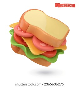 Sandwich 3d cartoon vector icon