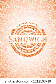 Sandwich abstract orange mosaic emblem with background