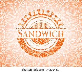 Sandwich abstract orange mosaic emblem