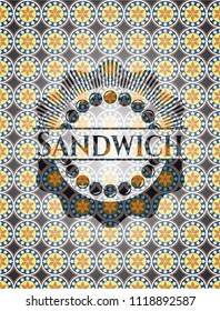 Sandwich arabic emblem background. Arabesque decoration.